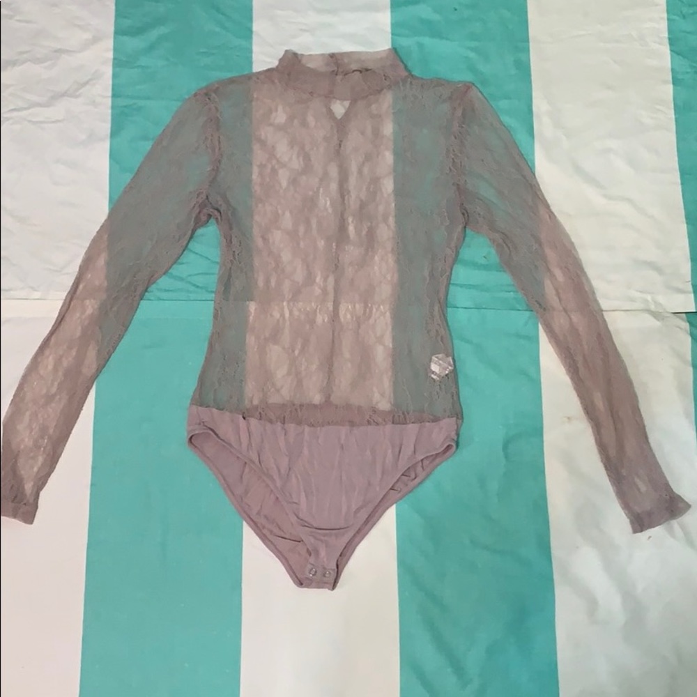Baby purple mesh designed bodysuit.